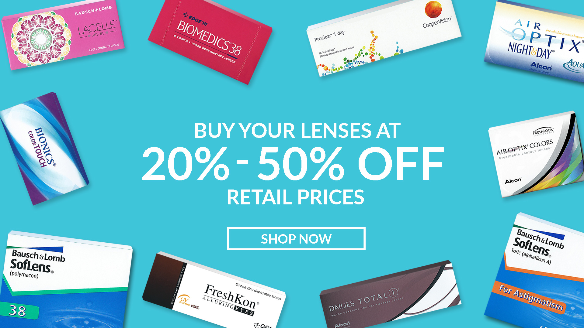 Buy your lenses at 20% - 50% off retail prices